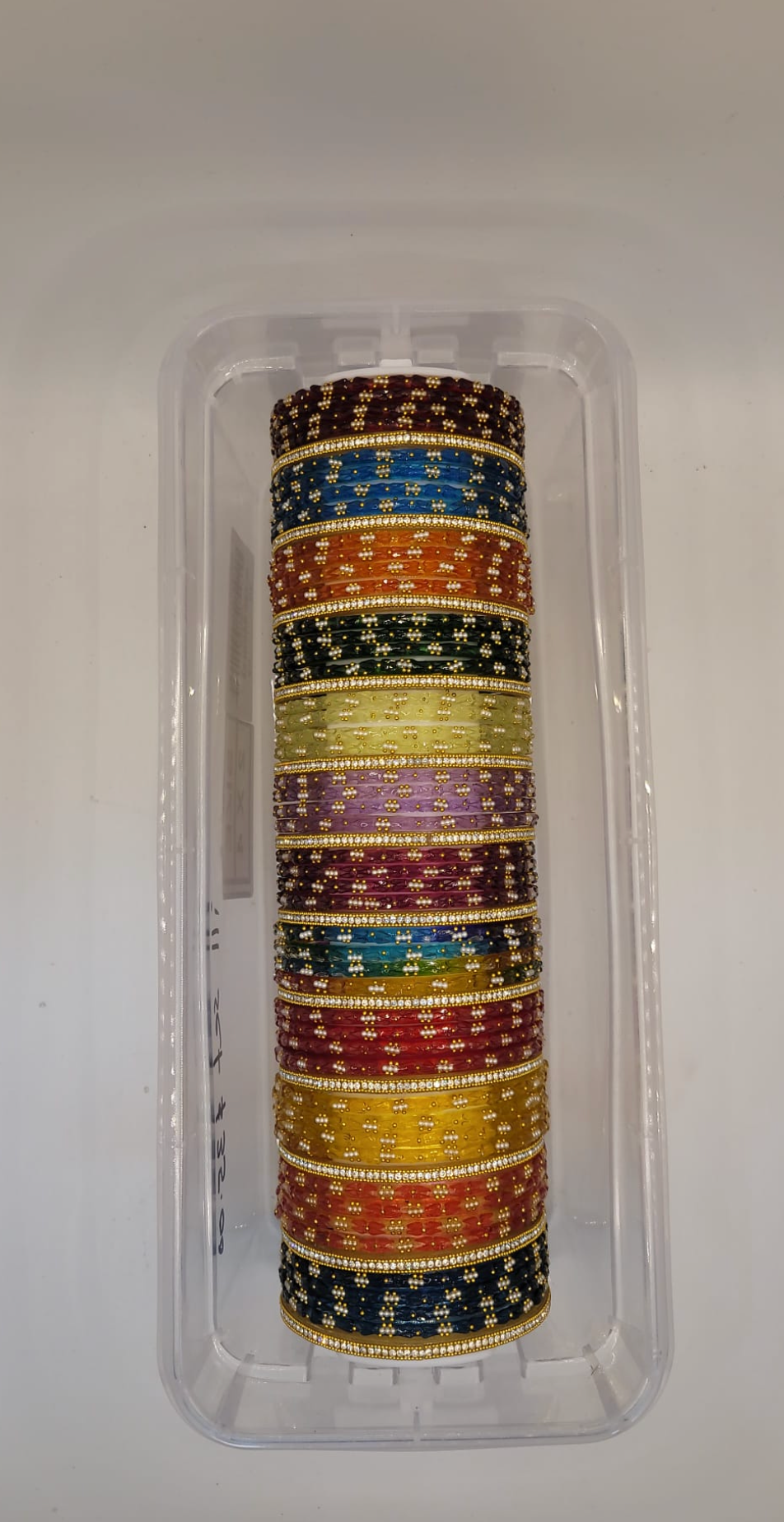 Glass Assorted Bangles - with border bangles (60 bangles total)