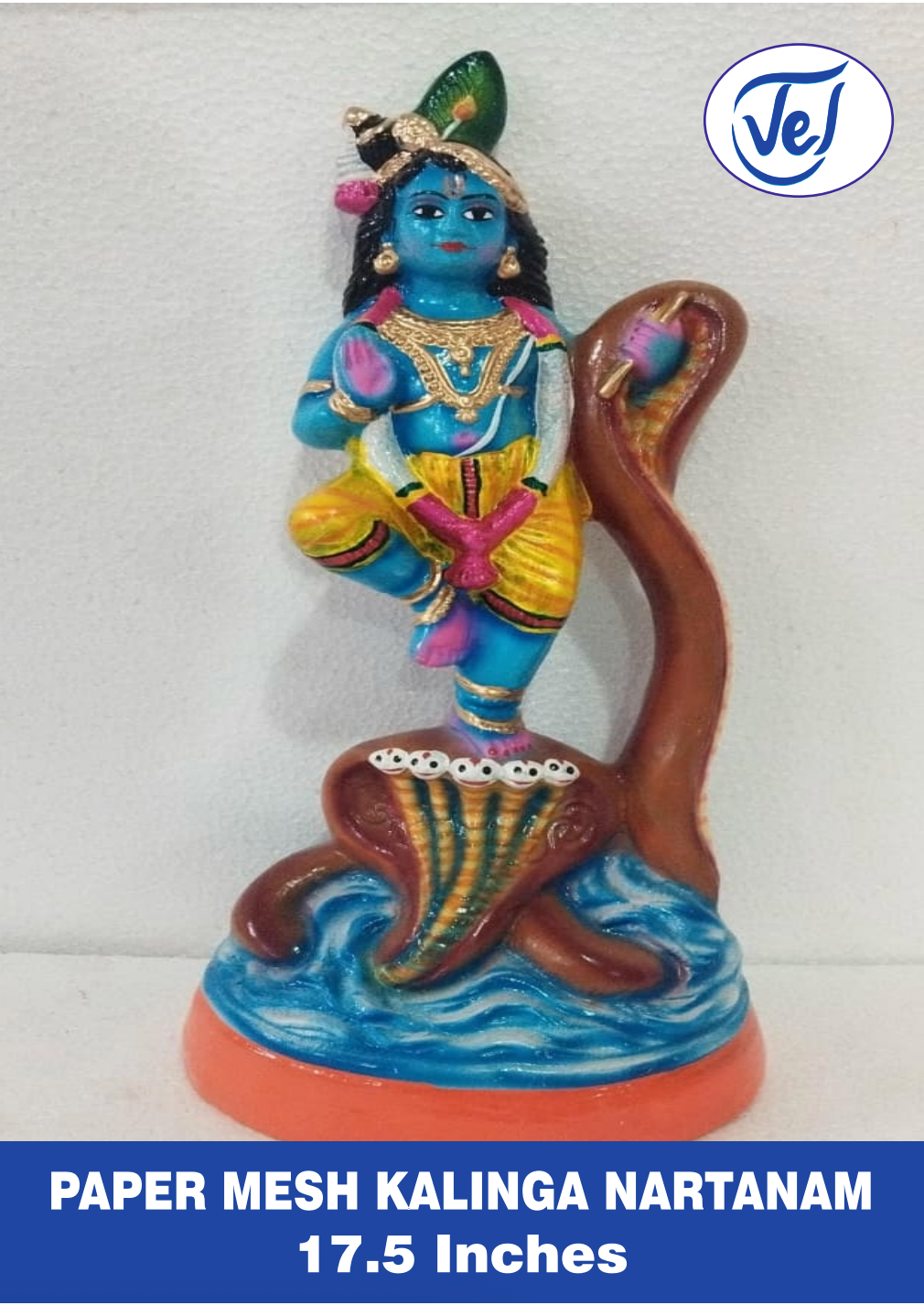 Kolu Dolls Kalinga Narthana Krishna (Krishna Dancing on Kaliya) 17.5 Inch Paper Mache