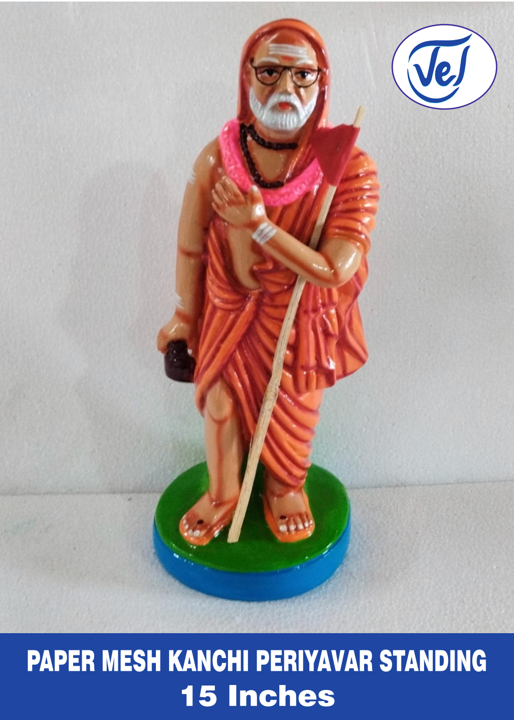 Kolu Dolls Kanchi Mahaperiyava (Standing Chandrasekarendra Saraswati) 15 Inch Paper Mache