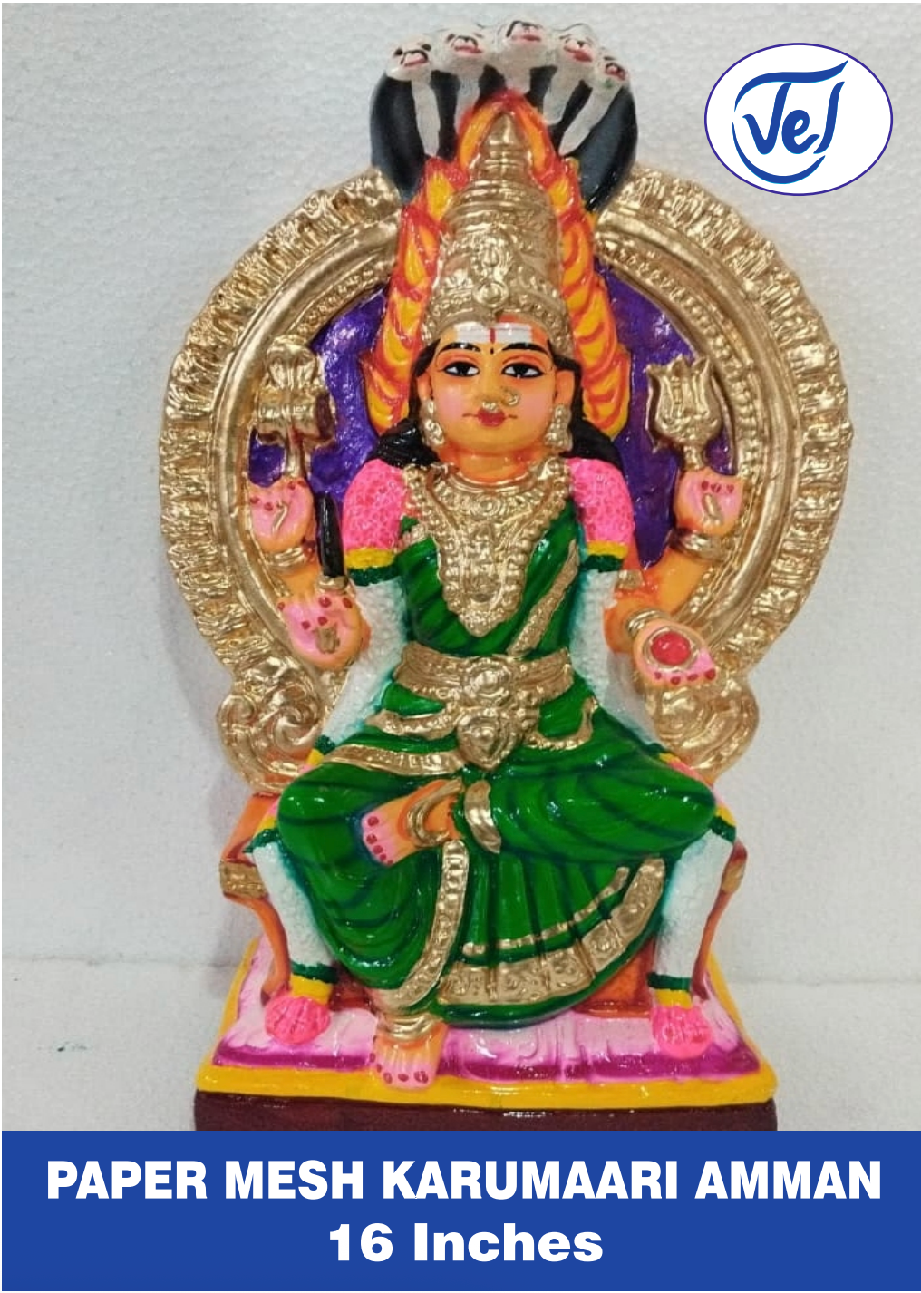 Kolu Dolls Karumari Amman (Goddess Karumariamman) 16 Inch Paper Mache