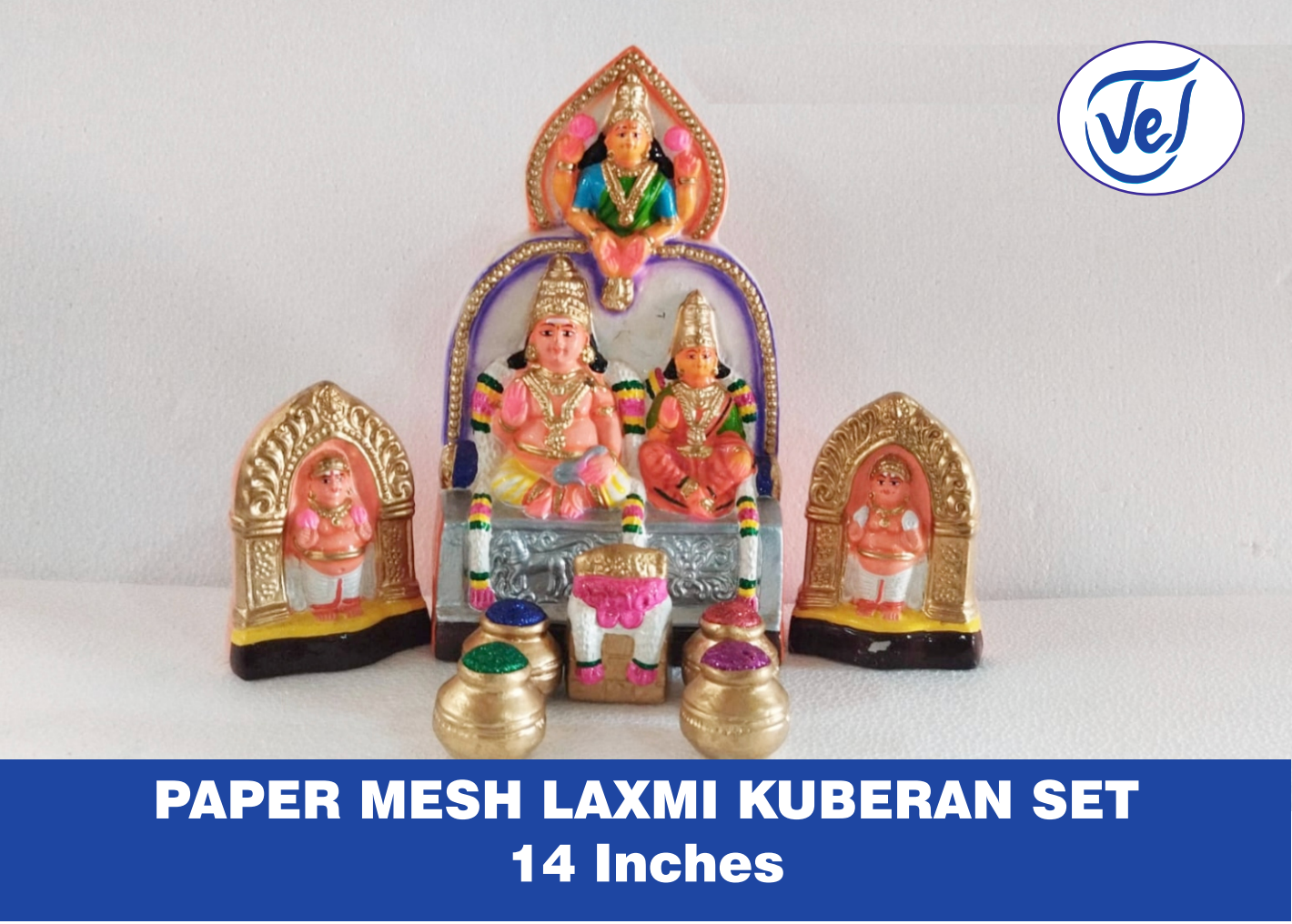 Kolu Dolls Lakshmi Kubera (Goddess Lakshmi and Lord Kubera) Set 14 Inch Paper Mache