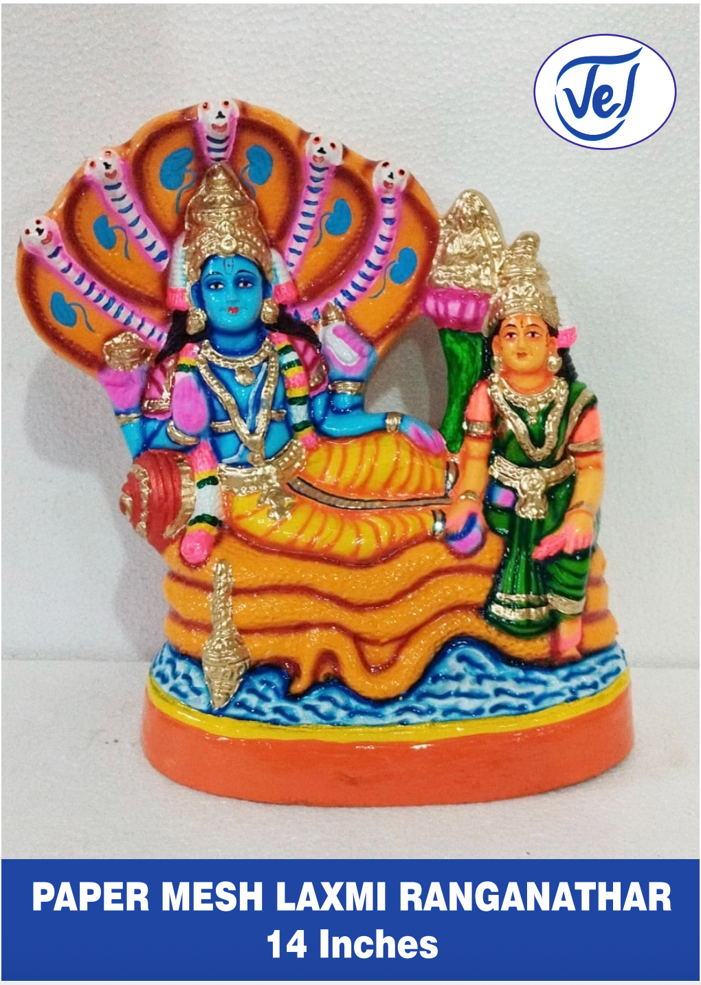 Kolu Dolls Lakshmi Ranganathar (Goddess Lakshmi and Lord Ranganatha) Set 14 Inch Paper Mache