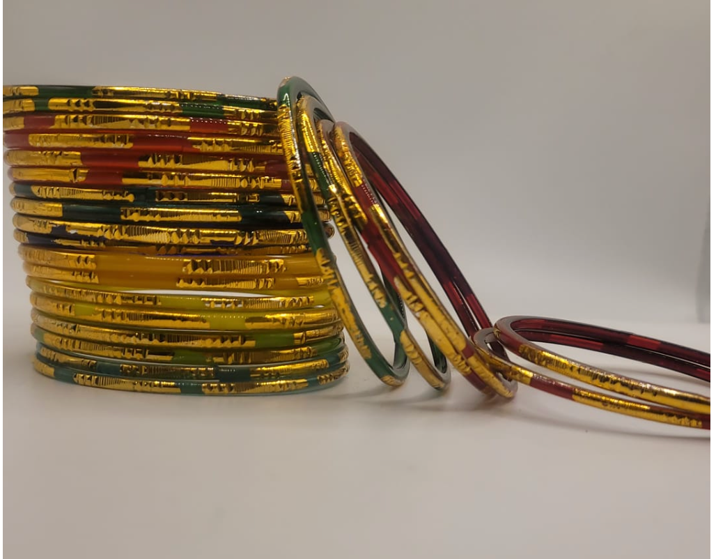 Multicoloured Glass Bangles (24 total)