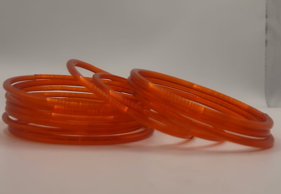 Glass Jalebi Orange Bangles (multiple sizes available)