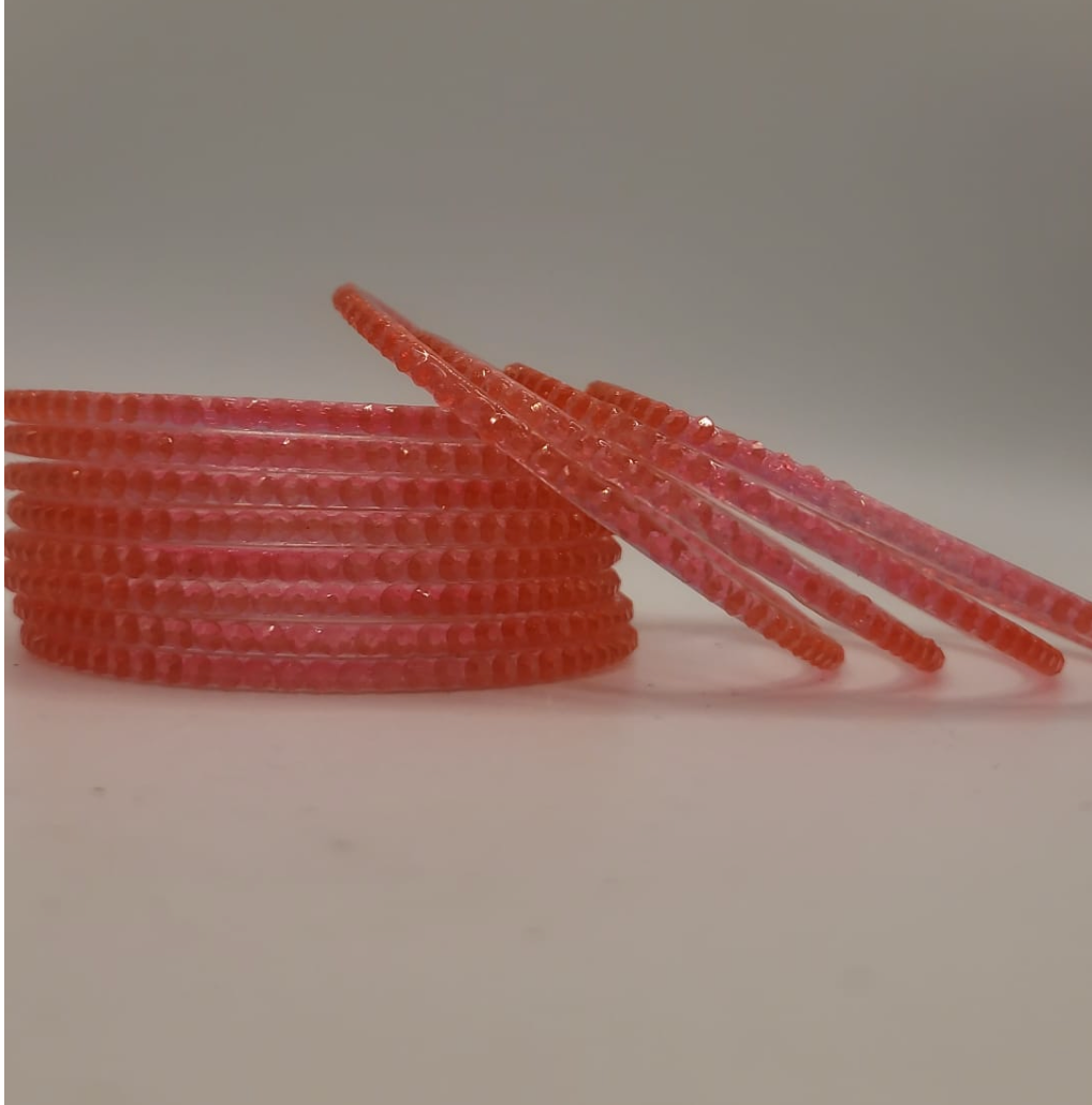 Guava Pink Beaded Glass Bangles