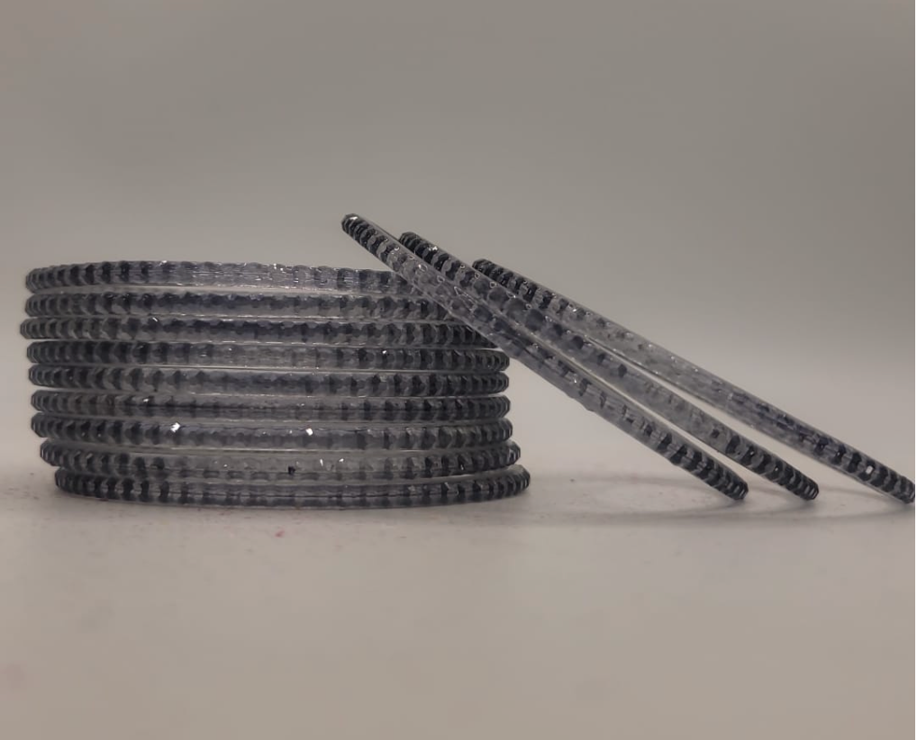 Grey Beaded Glass Bangles