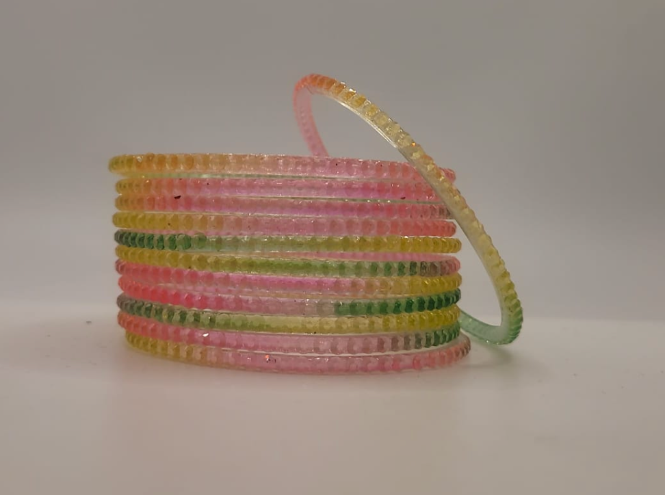 Pastel Mix Beaded Glass Bangles