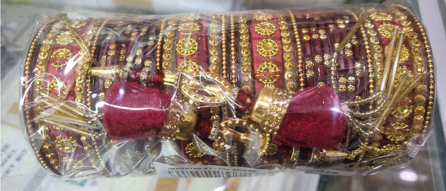Red Bangles with Tassels (multiple sizes available)
