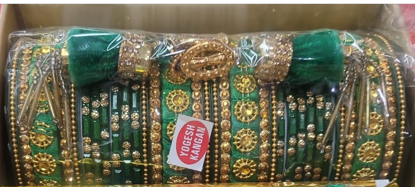 Green Bangles with Tassels (multiple sizes available)
