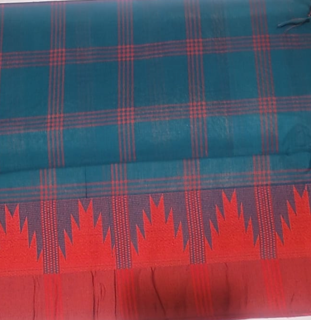 Arya Checks Saree - Green and Red
