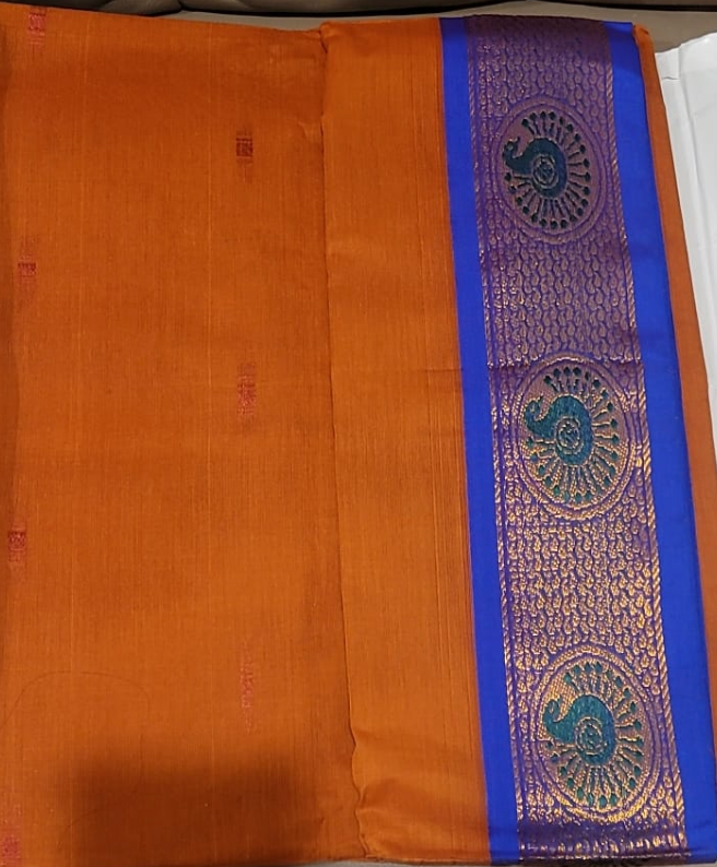Butta Saree - Orange and Blue