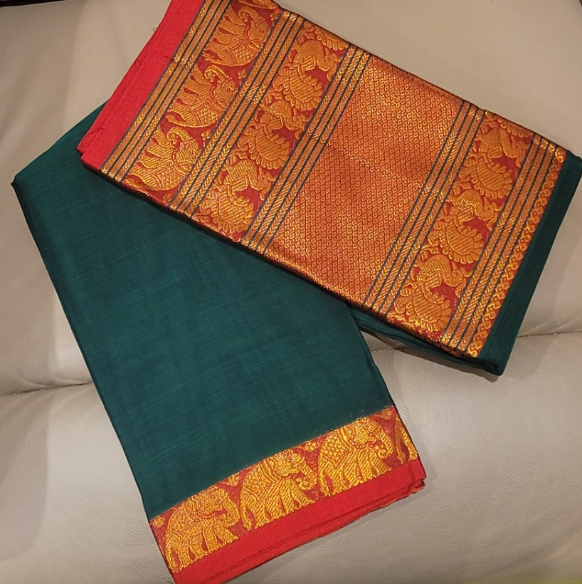Pattu Saree - Green and Red