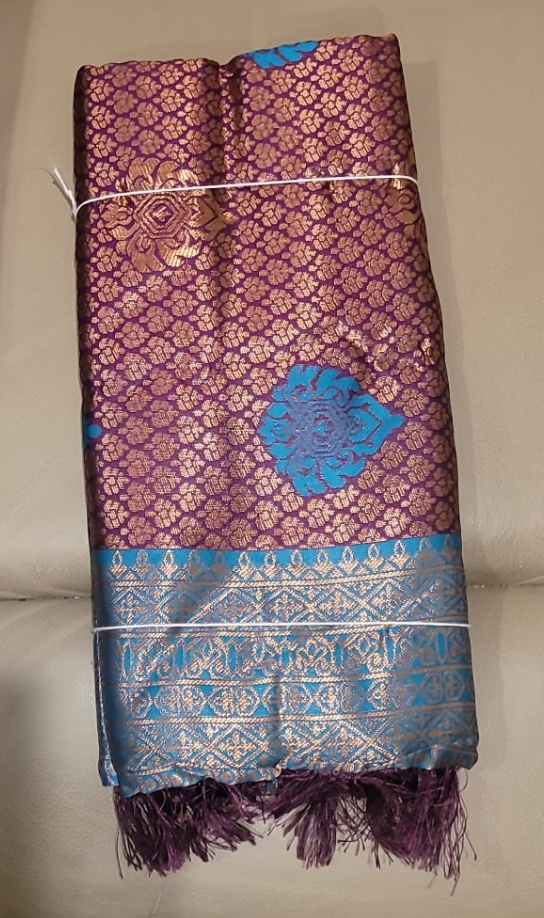 Brindha Pattu Saree - Purple and Turquoise