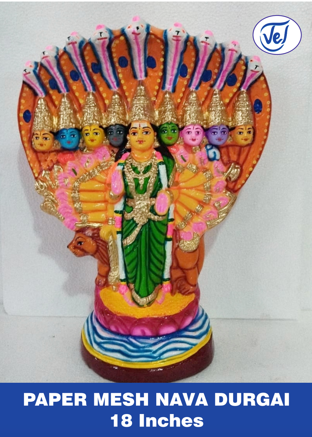 Kolu Dolls Nava Durgai (Nine Forms of Goddess Durga) 18 Inch Paper Mache