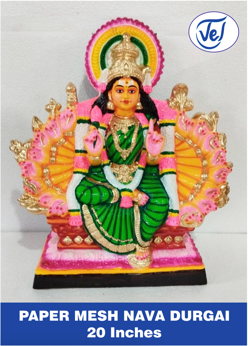 Kolu Dolls Nava Durgai (Nine Forms of Goddess Durga) 20 Inch Paper Mache