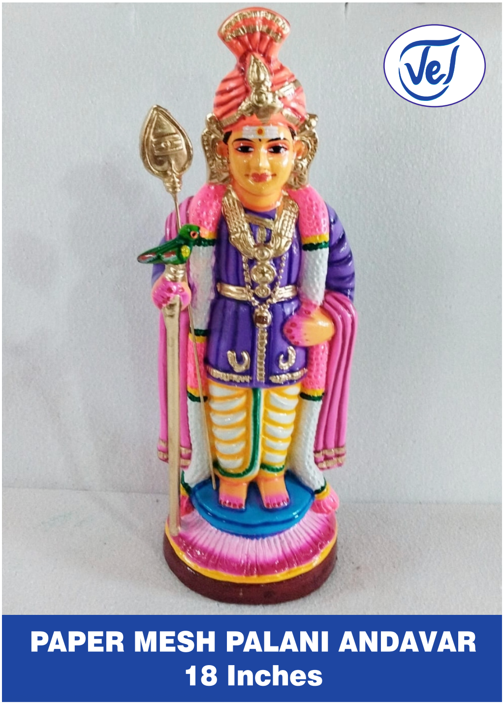 Kolu Dolls Palani Andavar (Lord Murugan) 18 Inch Paper Mache