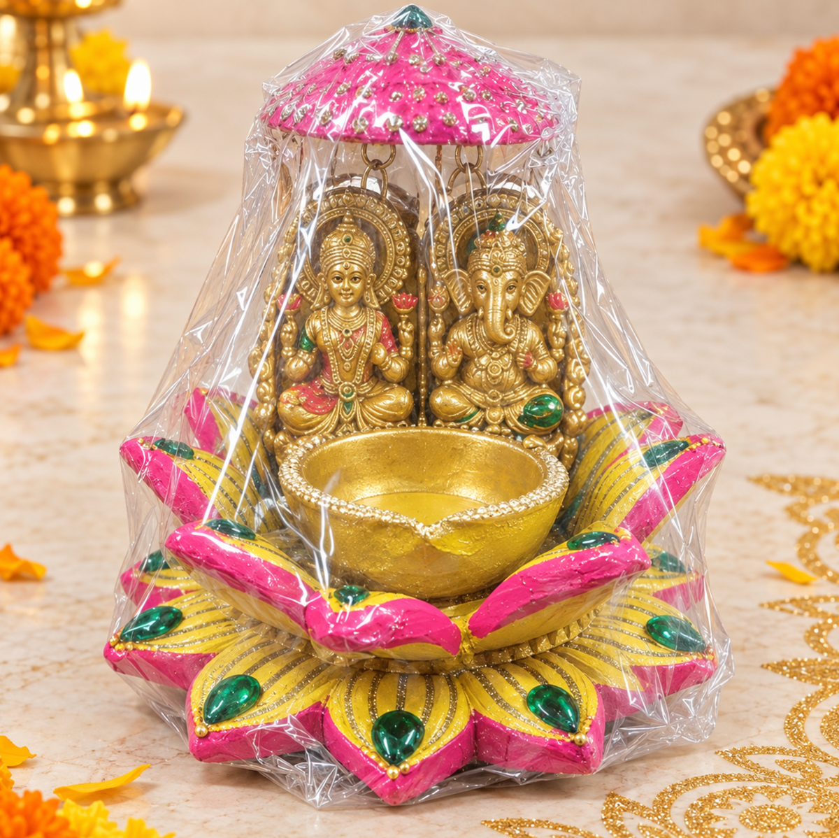 Lakshmi Ganesh Kamal Diya Set