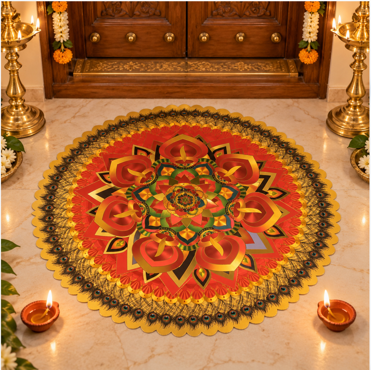 20 x 20 Gold Kolam Design Sticker