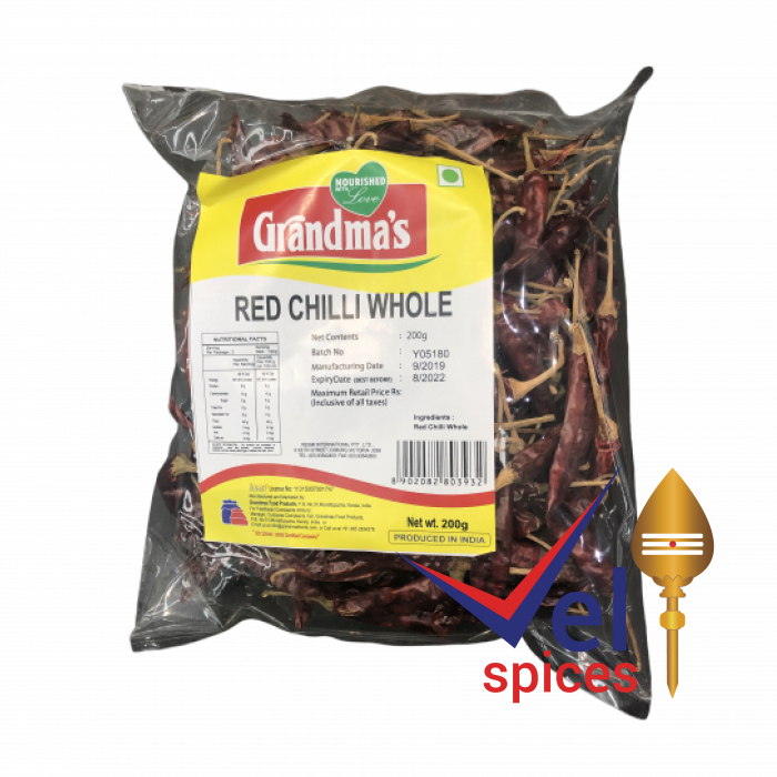 Grandmas Red Chilli Whole 200G