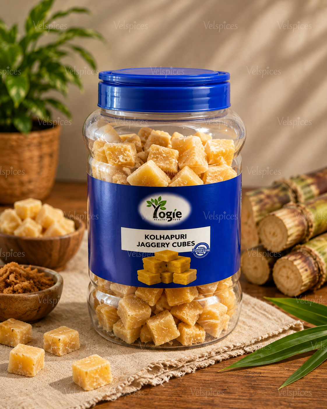 Yogie Kolhapuri Jaggery Cubes 1kg Bottle - Onam Sale