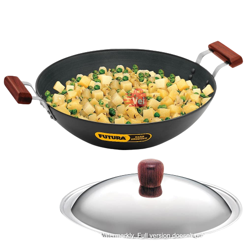 Futura Hard Anodised Kadhai Deep Fry Pan 4Lt