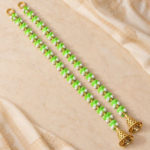 Small green artificial mala garland pair, 5 feet