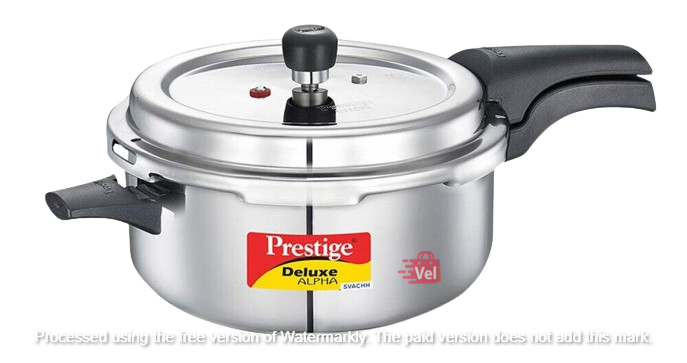 Prestige Deluxe alpha SVACHH Stainless Steel Deep Pan Pressure Cooker 5 Litre