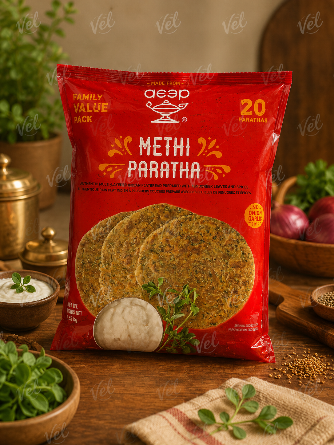 Deep Methi Paratha 20 Parathas 1.5kg Family Value Pack