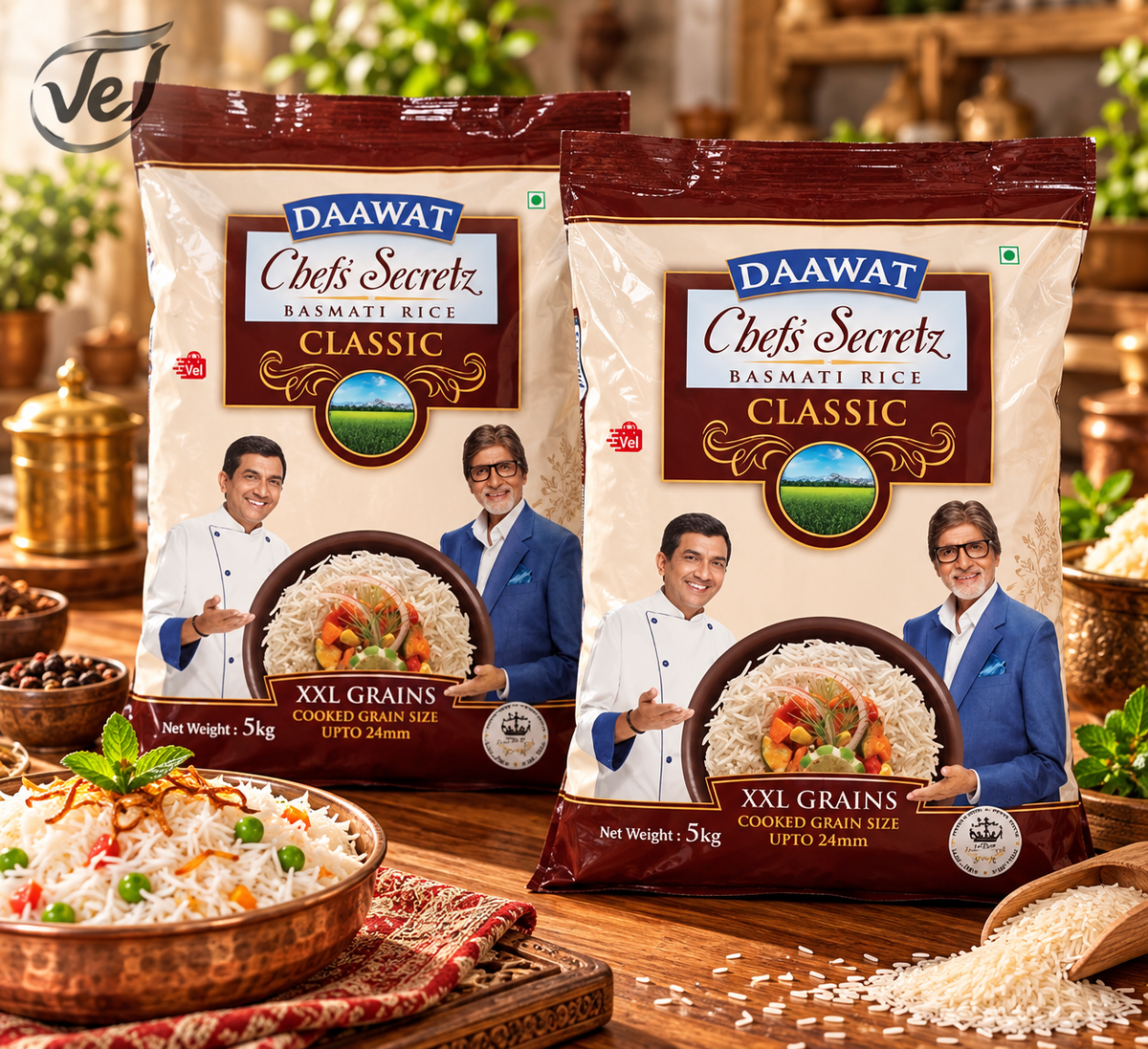 Daawat Chef’s Secretz Classic Basmati Rice XXL Grains 10kg (5kg x 2)