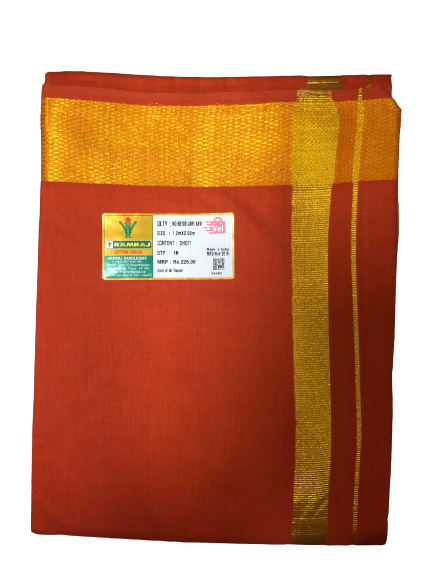 Ramraj Kavi Dhothi (Veshti) with Jari 1.2m x 2m