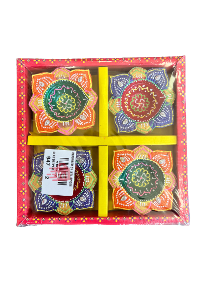 Colour Chutti (Diya) 4Pcs Without Wax Design 2