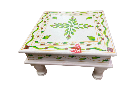 White Decorative Stool (Manai/Sitting) 12" X12"