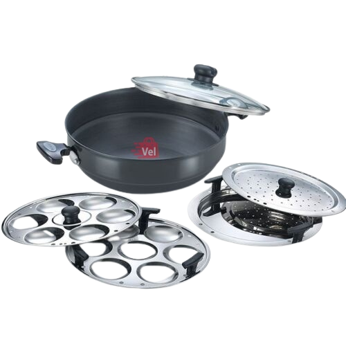 Prestige Hard Anadised Multi Kadai 280Mm Diameter With Glass Lid