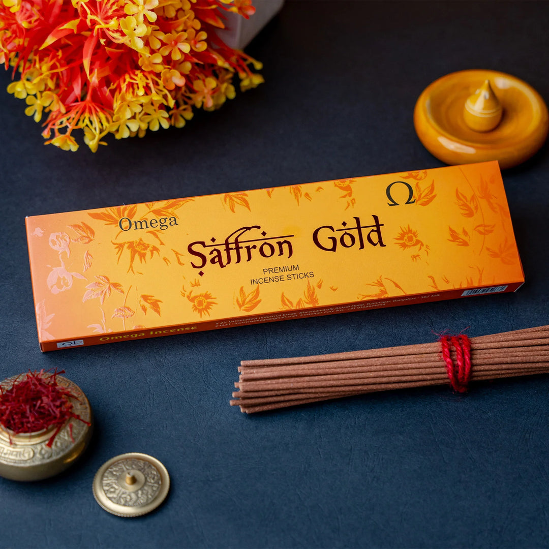 Omega Saffron Gold Premium Incense Sticks (50g x 12)
