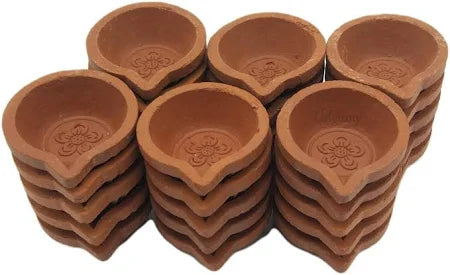 Clay Plain Diya /Agal Set 5Pcs