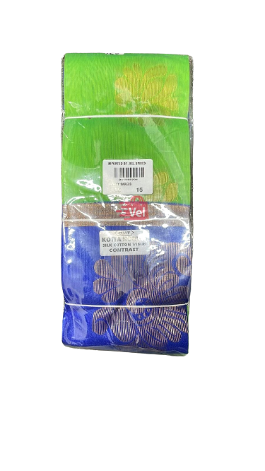 Omt Kotta Korvai Silk Cotton Visiri Contrast Saree Green