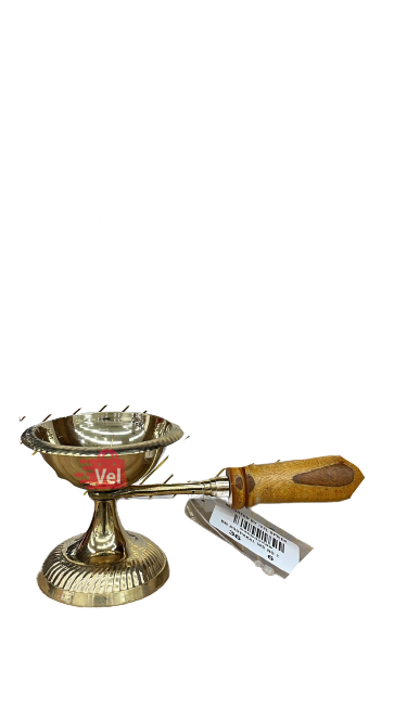 Brass Doopakal With Wood Handle No-2