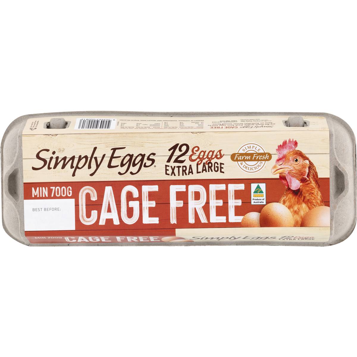 Simply Eggs 12 Pack Extra Large Cage Free Eggs 700g