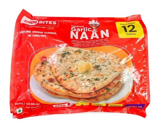 Indibites Tandoori Garlic Naan 960G frozen