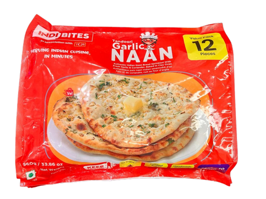 Indibites Tandoori Garlic Naan 960G frozen