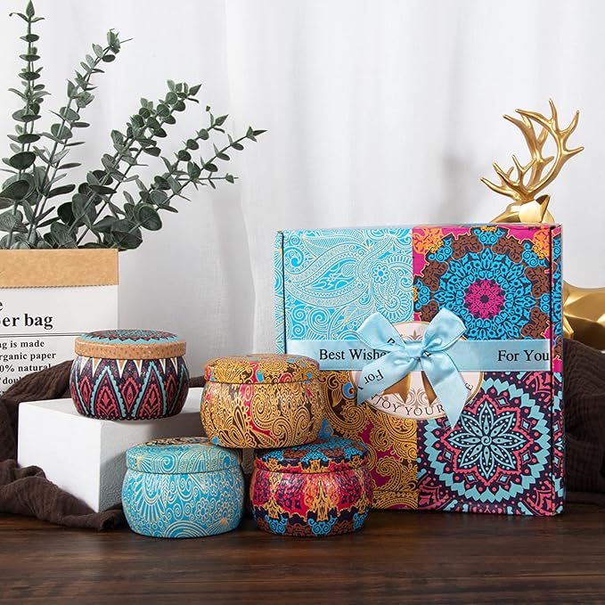 🎁 Diwali Gift Box – 4 Pack Scented Candles (Lemon, Lavender, Fig & Rose)