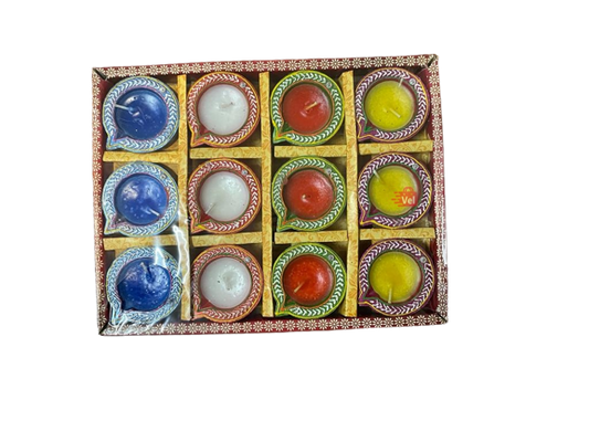 Diwali Diya, Wax Diya, Fancy Diya,Rangoli Diya,Decoratied Diya,regularl  Shape Diya(12 Diya Set)