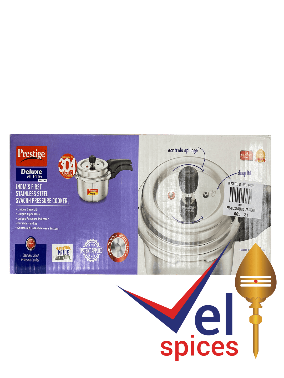 Prestige Deluxe Alpha Svachh Stainless Steel Pressure Cooker 2L