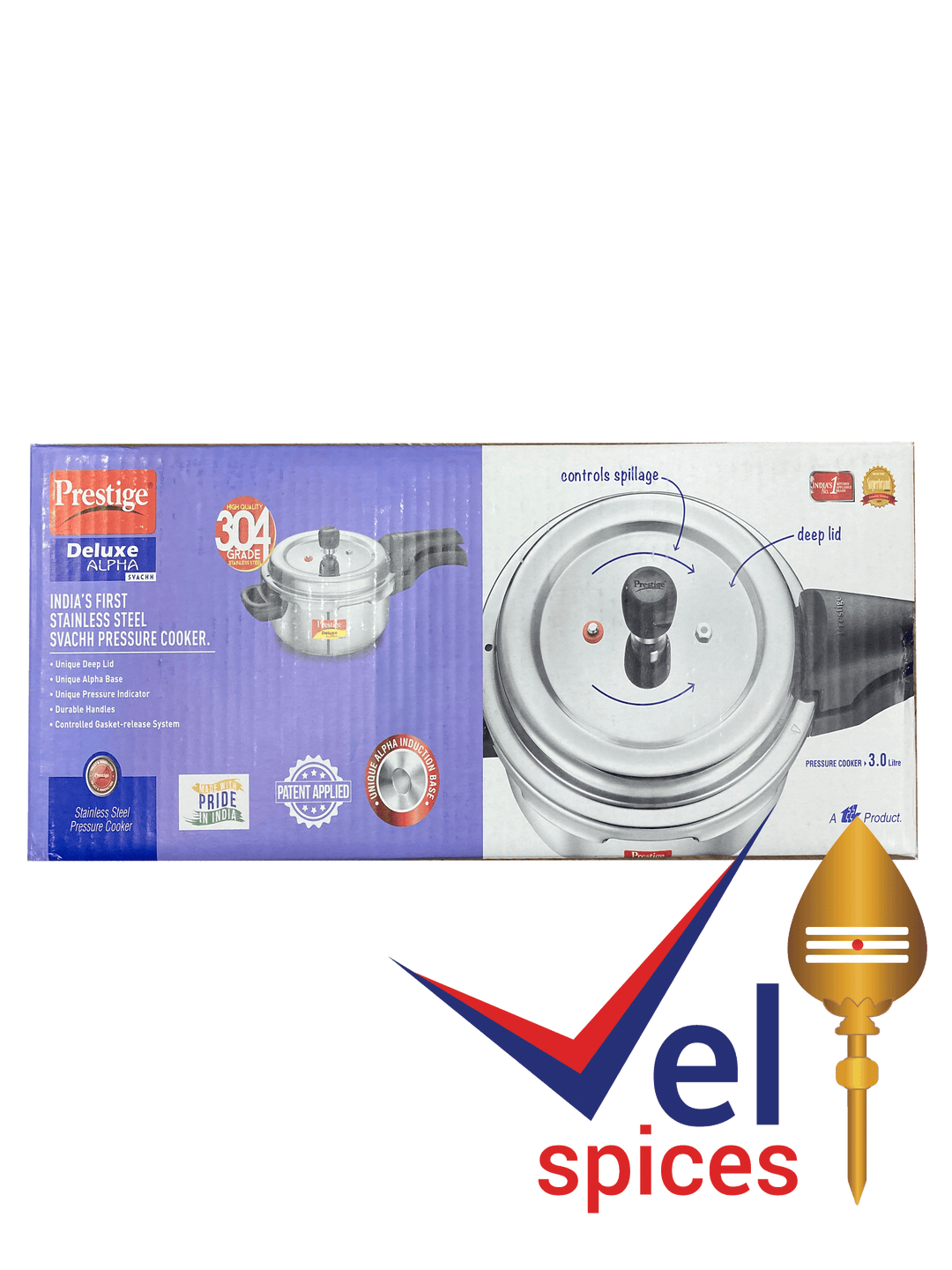 Prestige Deluxe Alpha Svachh Stainless Steel Pressure Cooker 3L