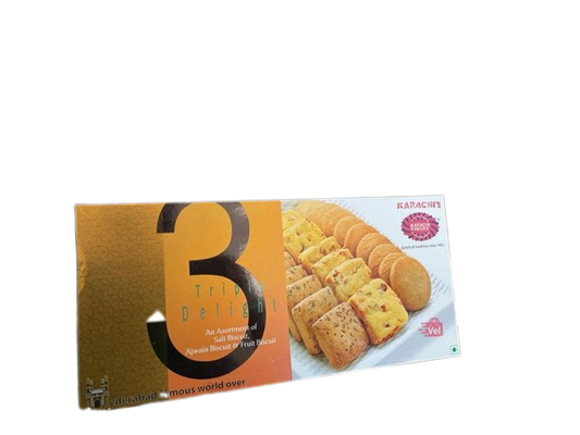 Karachi Triple Delight Salt Ajwan Fruit Biscuit 600G