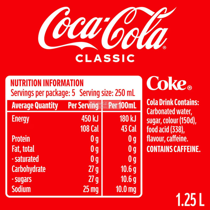 Coca - Cola ( Coke )Classic Soft Drink Bottle 1.25l