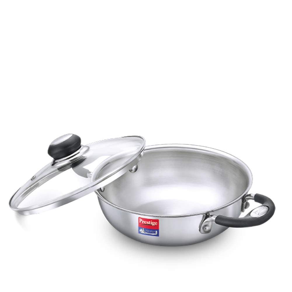 Prestige Tri Ply Splendor 28Cm Kadai With Glass Lid (4.25L)