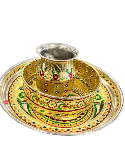 Karwa/Karva Chauth Thali Set Code 6Karva Chauth Decorative Pooja Thali Set Karwachauth Kalash, Diya Puja Thali for Home & Temple