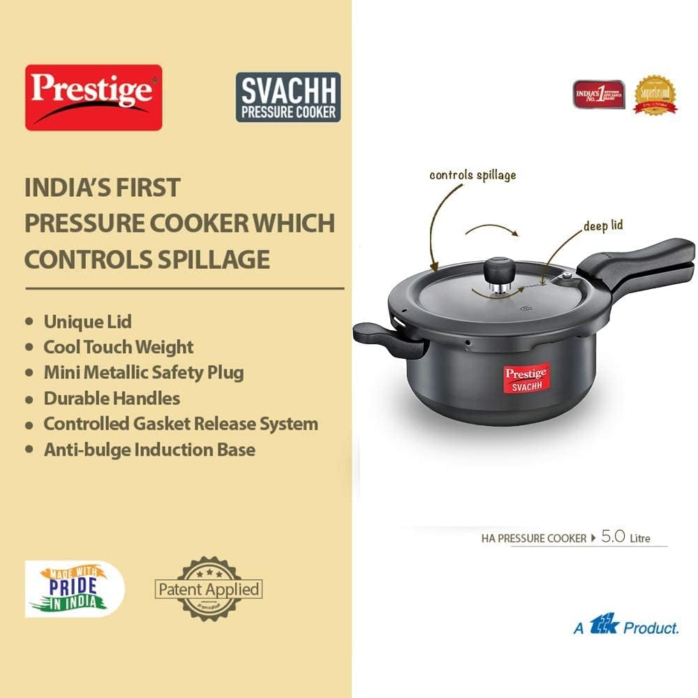 Prestige Svachh Hard Anodised Senior Deep Pan Cooker 5L