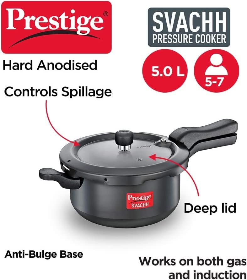 Prestige Svachh Hard Anodised Senior Deep Pan Cooker 5L